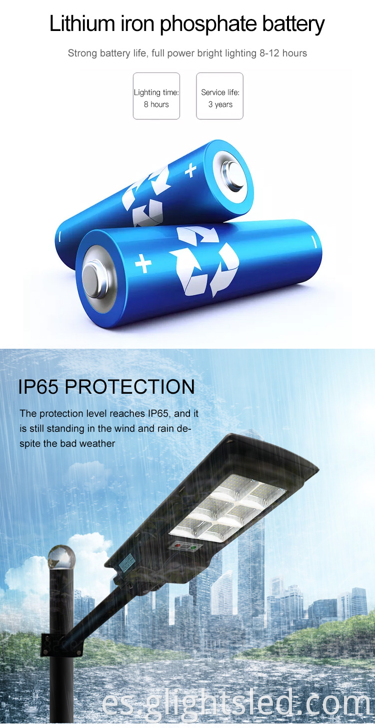 G-Lights de alto brillo impermeable al aire libre IP65 90w 120w todo en uno Luz de carretera llevada solar integrada